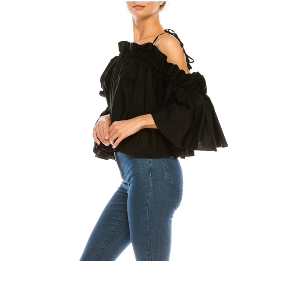 ASOS Black Off-Shoulder Ruffle Blouse - Picture 7 of 8